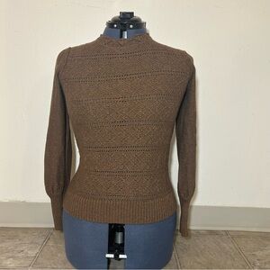 LOFT Brown Textured Knit Sweater
